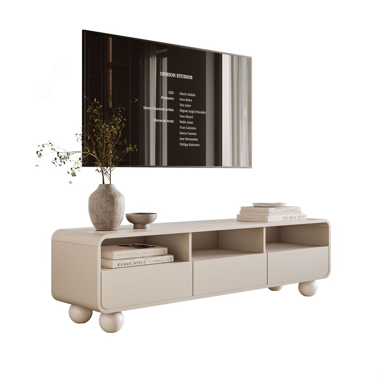 Szafka RTV OLIVIO 160 cm z szufladami kaszmir