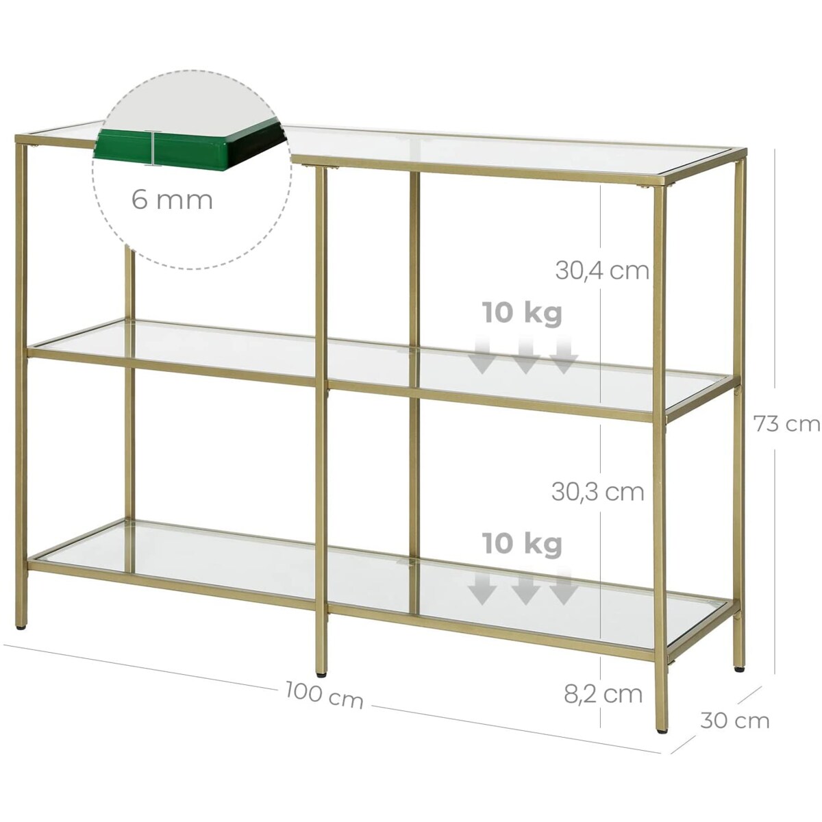 Konsola Salonowa  Prestiżowa  Złota Prostokątna
