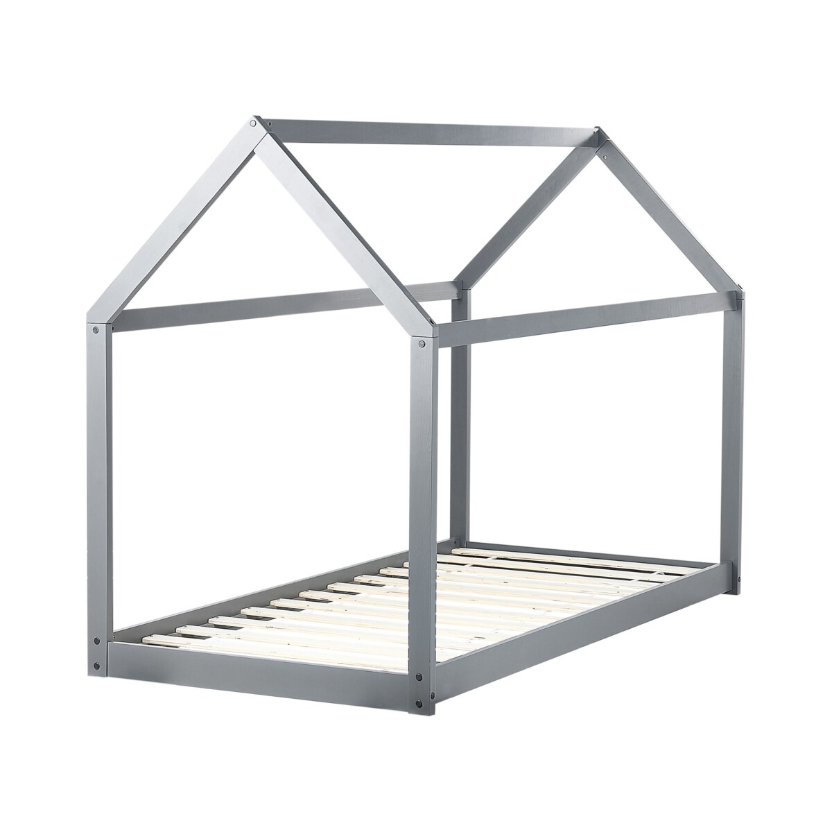 Łóżko dziecięce domek drewniane 90 x 200 cm szare TOSSE