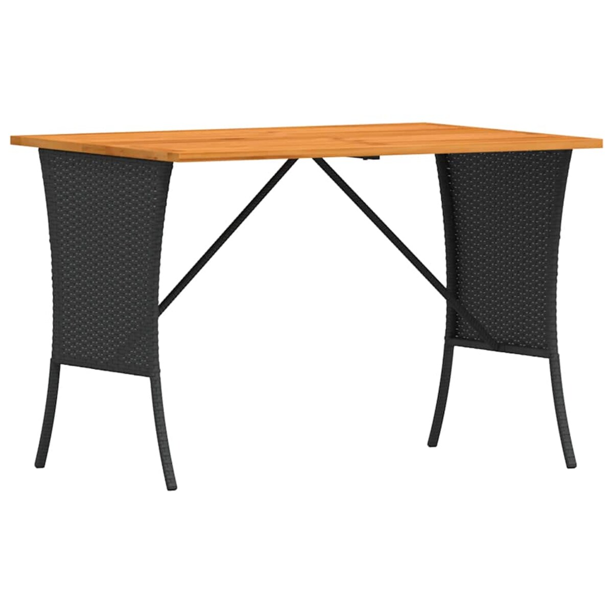 vidaXL Stół ogrodowy z blatem z drewna akacjowego czarny 105x75x72 cm