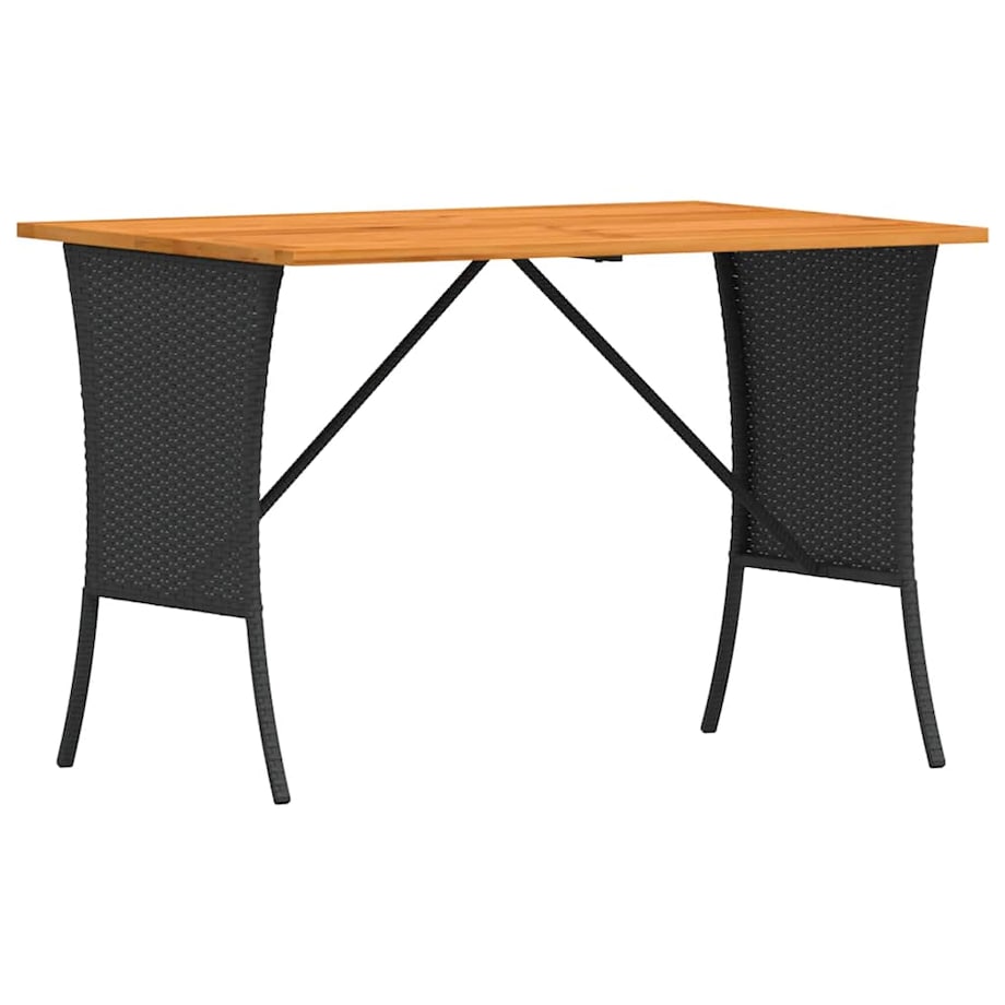 vidaXL Stół ogrodowy z blatem z drewna akacjowego czarny 105x75x72 cm