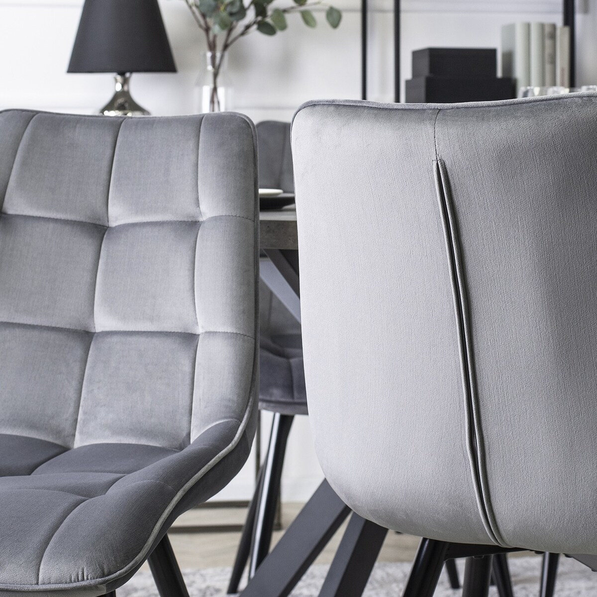 Krzesło Tapicerowane Welurowe Do Salonu Jadalni Loft Velvet Szare RIO