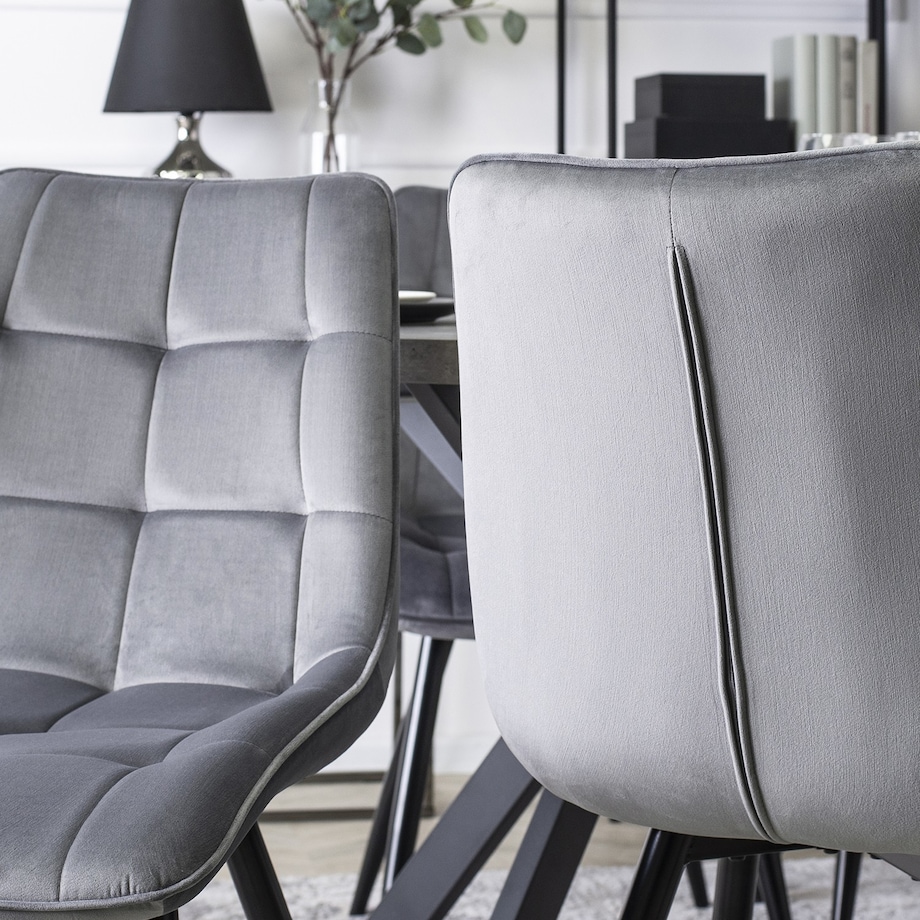 Krzesło Tapicerowane Welurowe Do Salonu Jadalni Loft Velvet Szare RIO