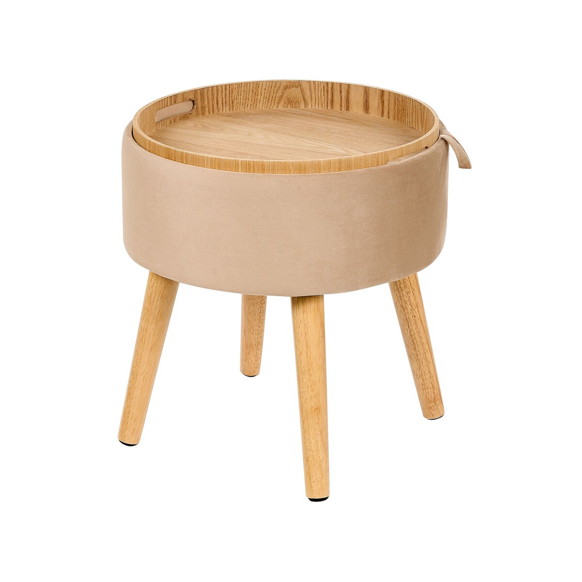 Stołek ze schowkiem welurowy beżowy NEELY