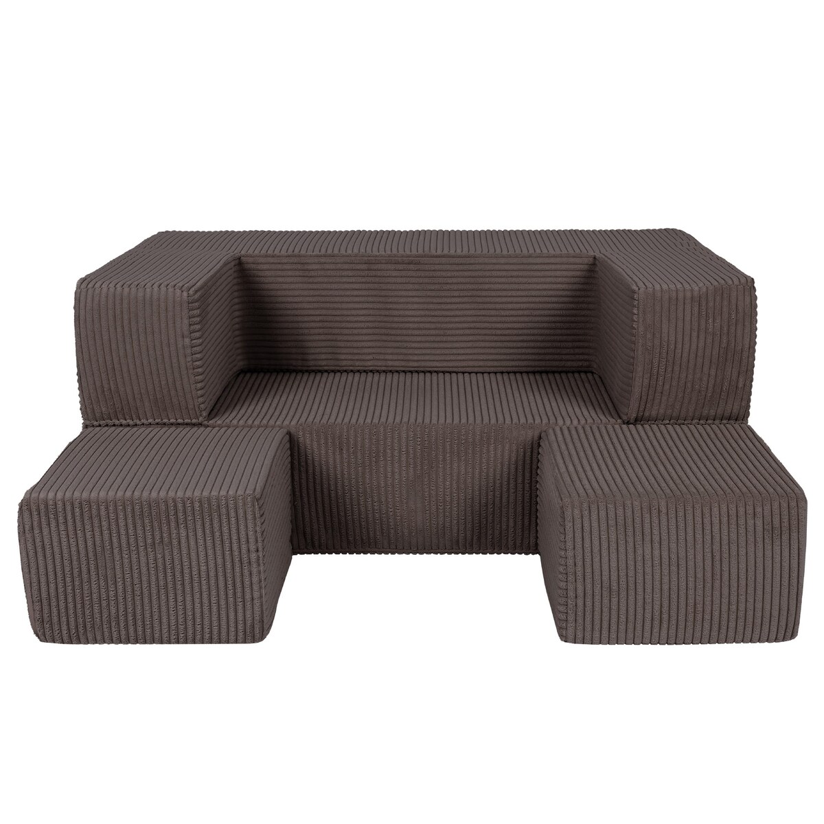 Piankowa Sofa Kostka dla Dzieci - Sofa do Pokoju Dziecięcego, Aesthetic, Brązowa