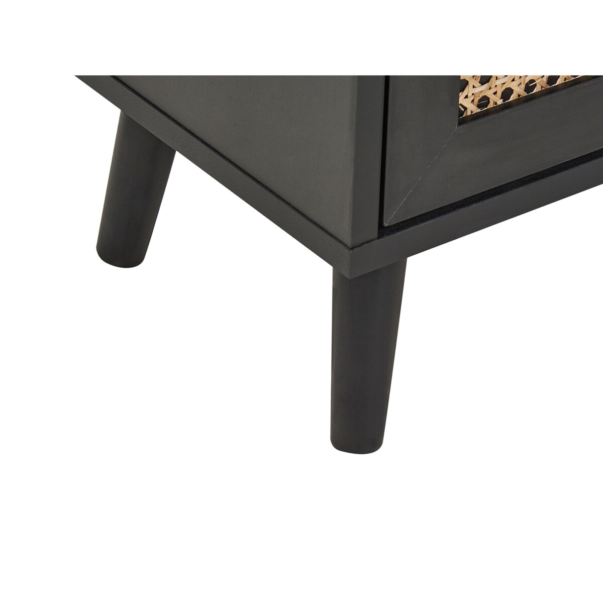 Szafka nocna 2 szuflady fronty rattanowe czarna OPOCO