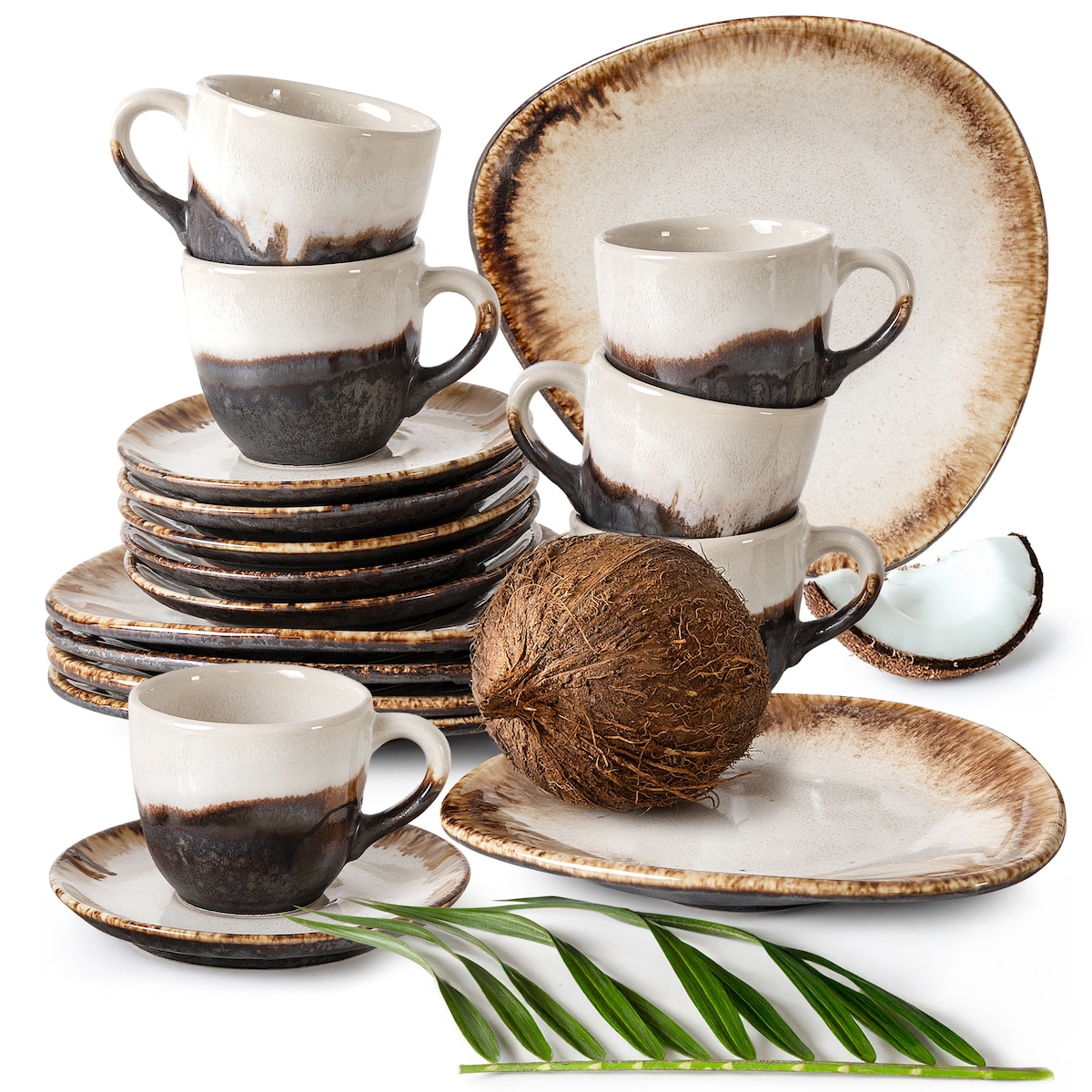 Konsimo PRIMA Zestaw kawowy 6 os. (18 el.), jasnobeżowy