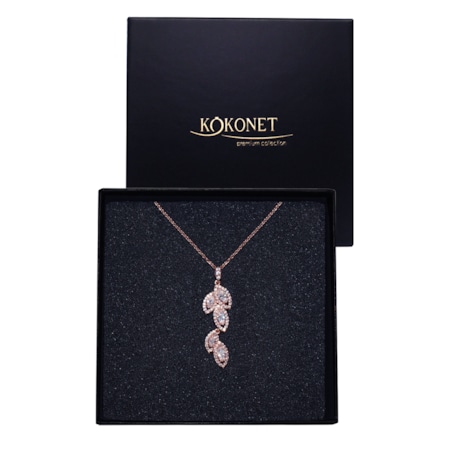 Naszyjnik z motywem listków RUSTYKALNY boho glam na ślub PREZENT różowy