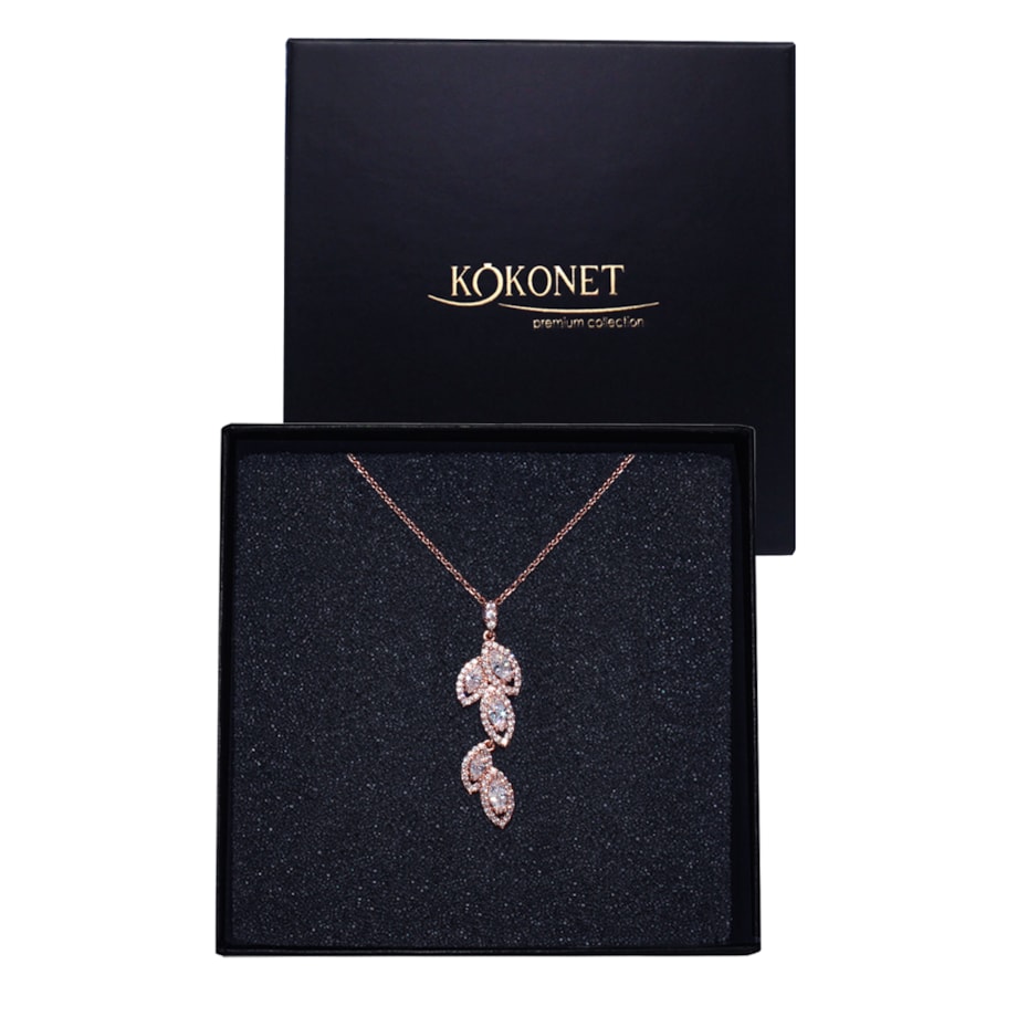 Naszyjnik z motywem listków RUSTYKALNY boho glam na ślub PREZENT różowy