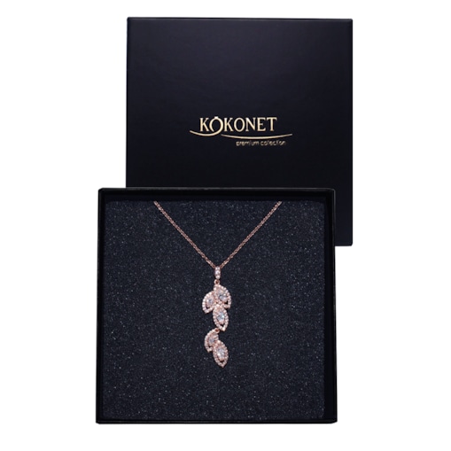 Naszyjnik z motywem listków RUSTYKALNY boho glam na ślub PREZENT różowy