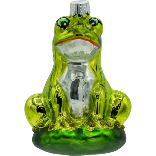 Bombka choinkowa: Żaba na liściu: błyszcząca