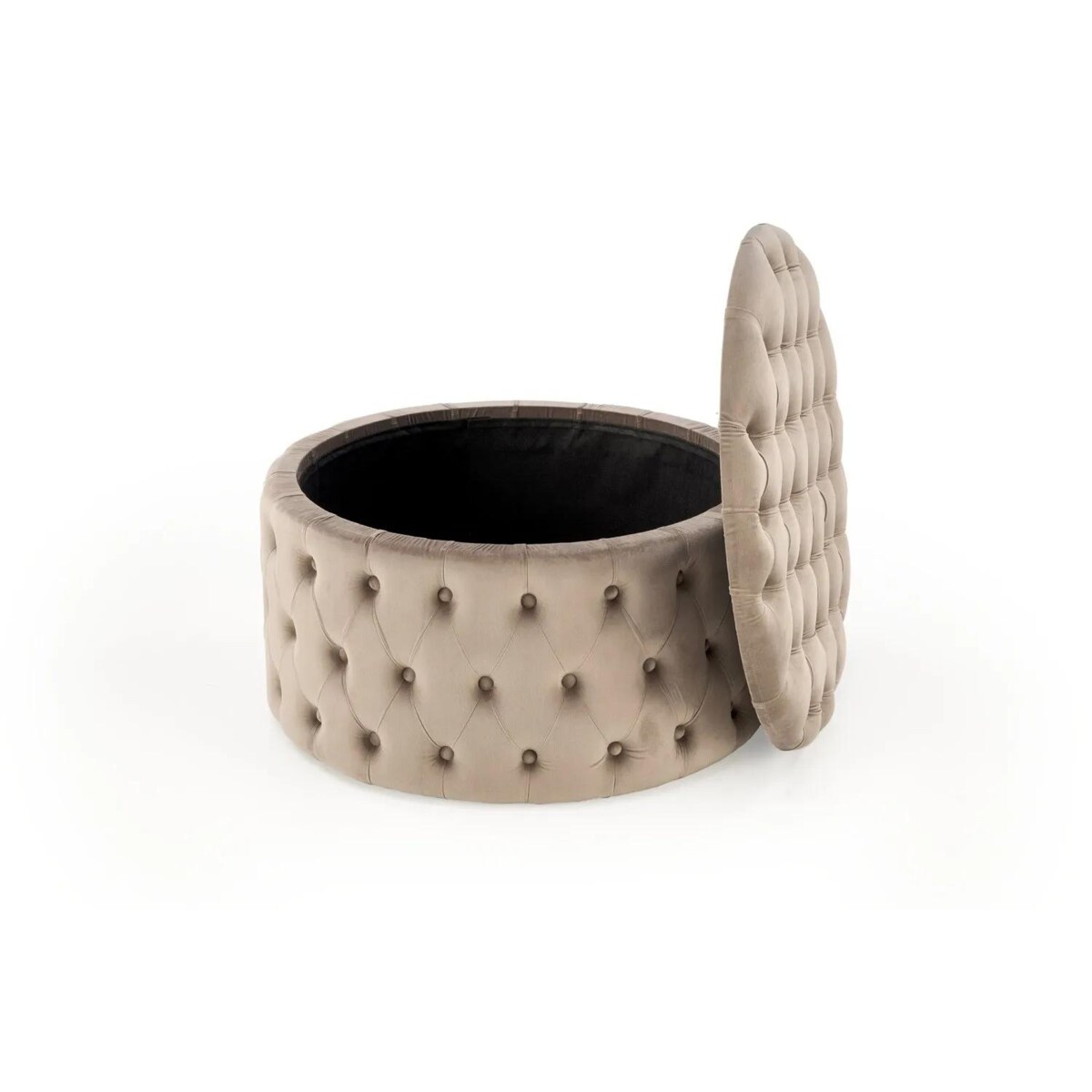 Pufa NUNEZ VELVET beżowa ze schowkiem