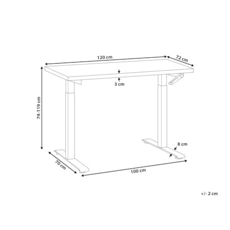 Biurko regulowane Manualny 120 x 72 cm Jasnoszary DESTINES Różne rozmiary