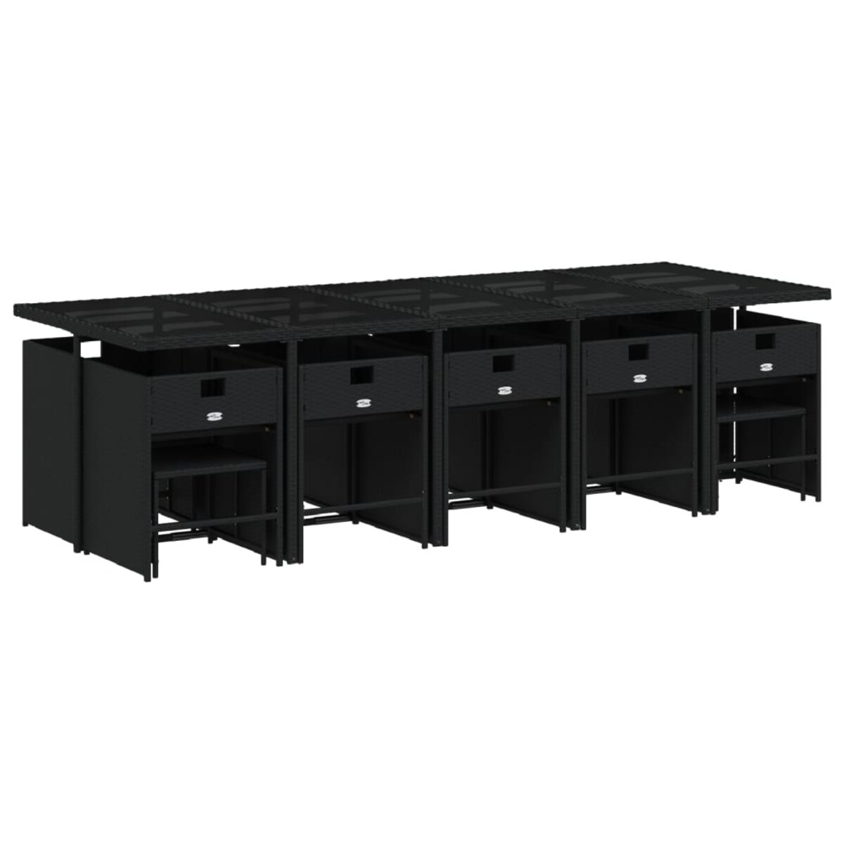 vidaXL 15-cz. zestaw mebli ogrodowych z poduszkami, rattan PE, czarny