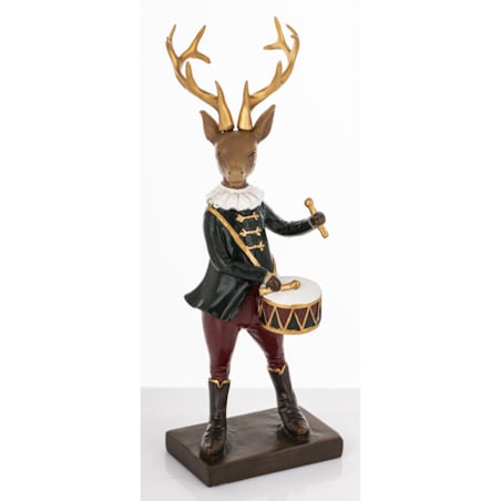 Figurka - renifer w mundurze 22,5x8x9 cm z bębenkiem