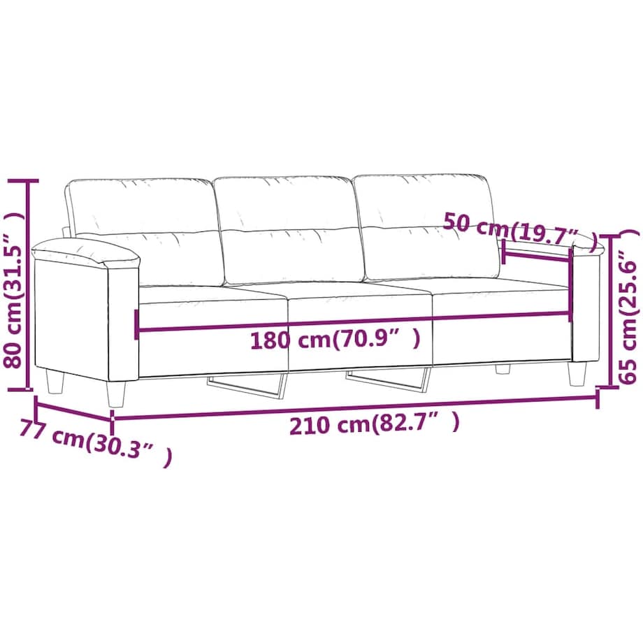 vidaXL 3-osobowa sofa, ciemnoszary, 180 cm, tapicerowana mikrofibrą