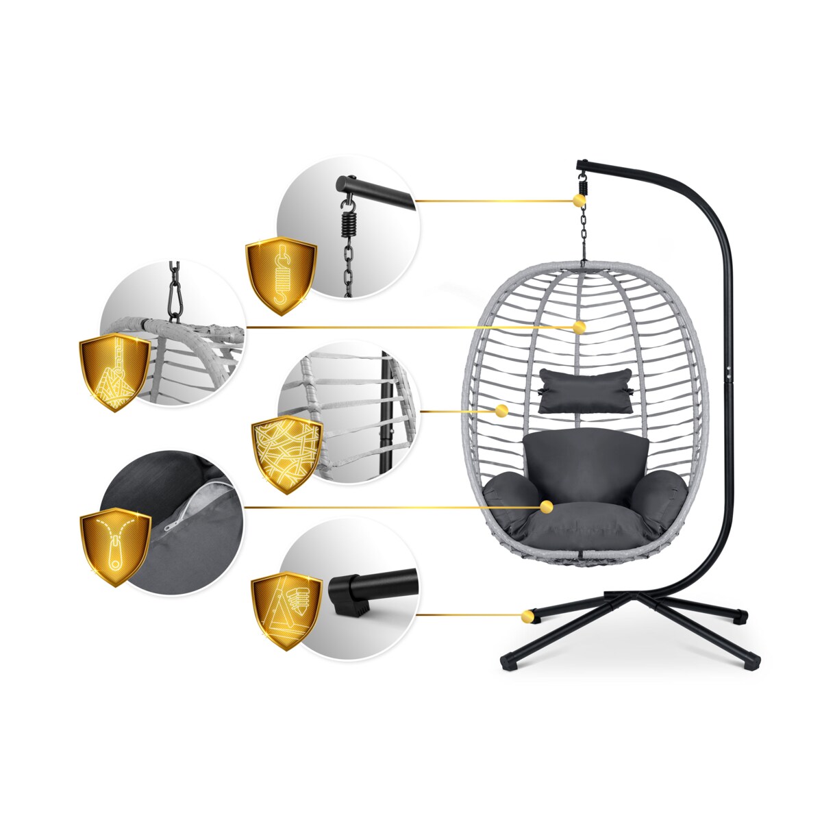 Fotel ogrodowy wiszący huśtawka kosz składany Sofotel Toskana szary