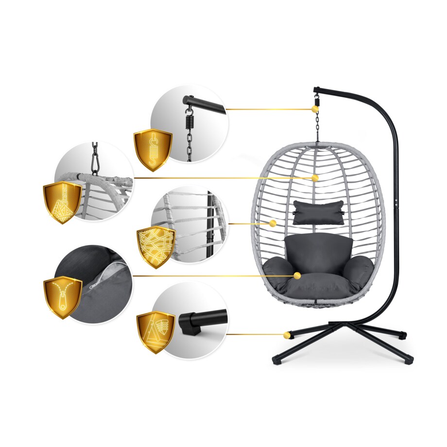 Fotel ogrodowy wiszący huśtawka kosz składany Sofotel Toskana szary