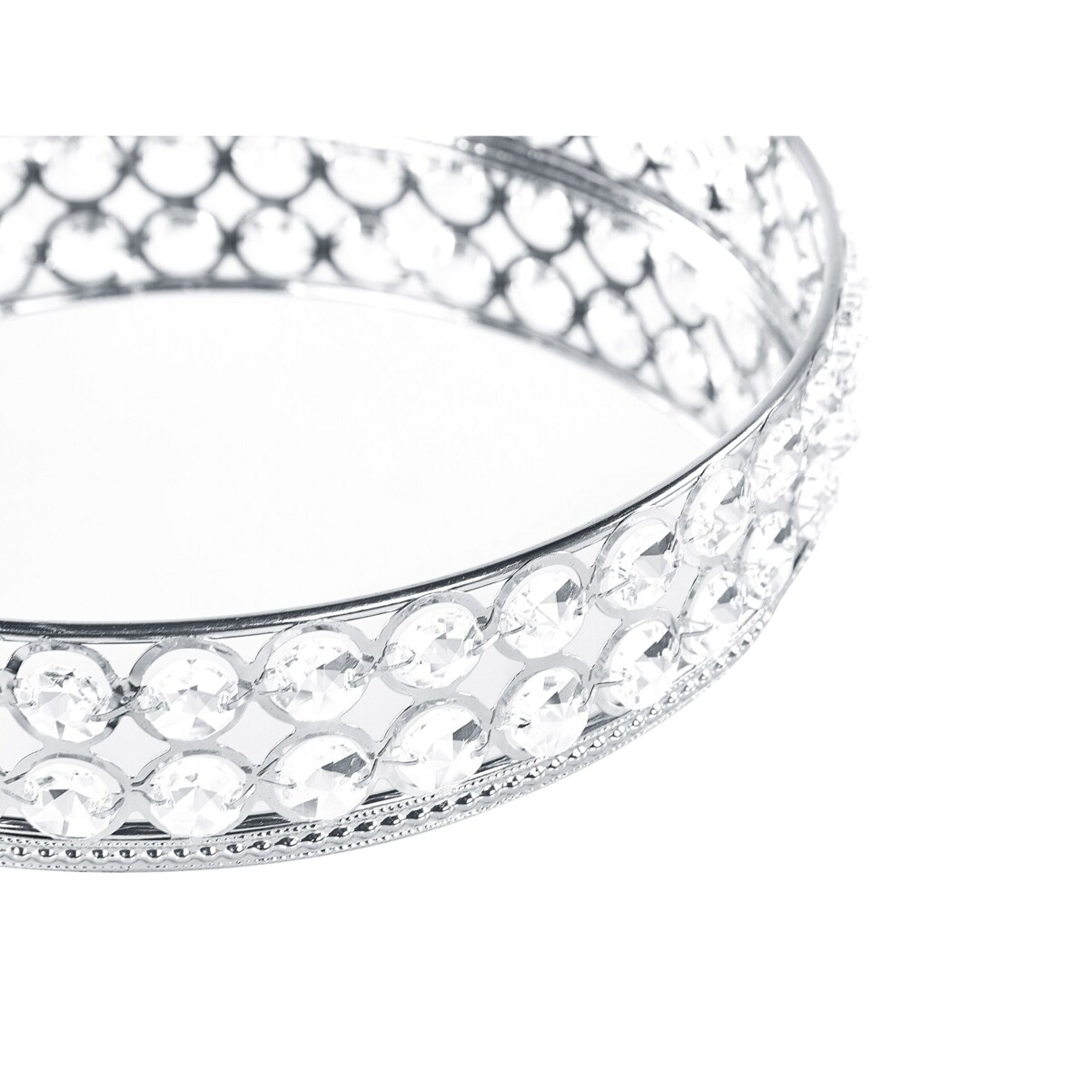 Taca dekoracyjna lustrzana okrągła srebrna VATAN