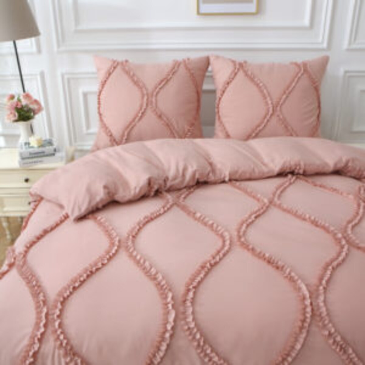 pościel "royal" 200x220 cm mikrofibra pudrowy róż