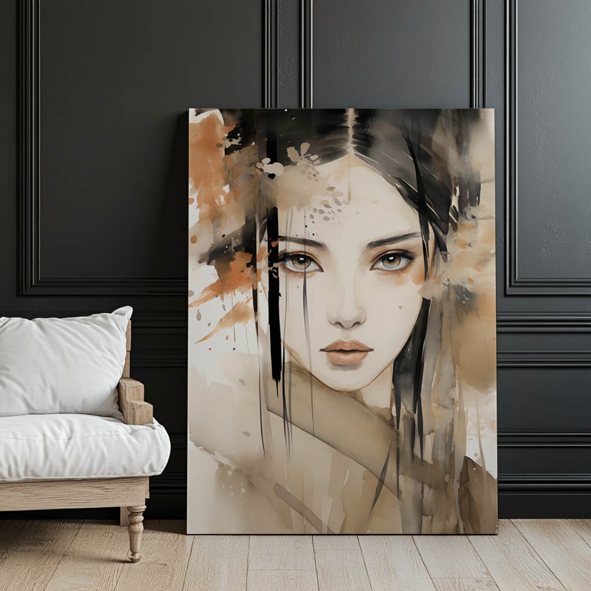 Twarz Pięknej Japonki, 50x70 cm, bez ramy, płótno premium na blejtramie