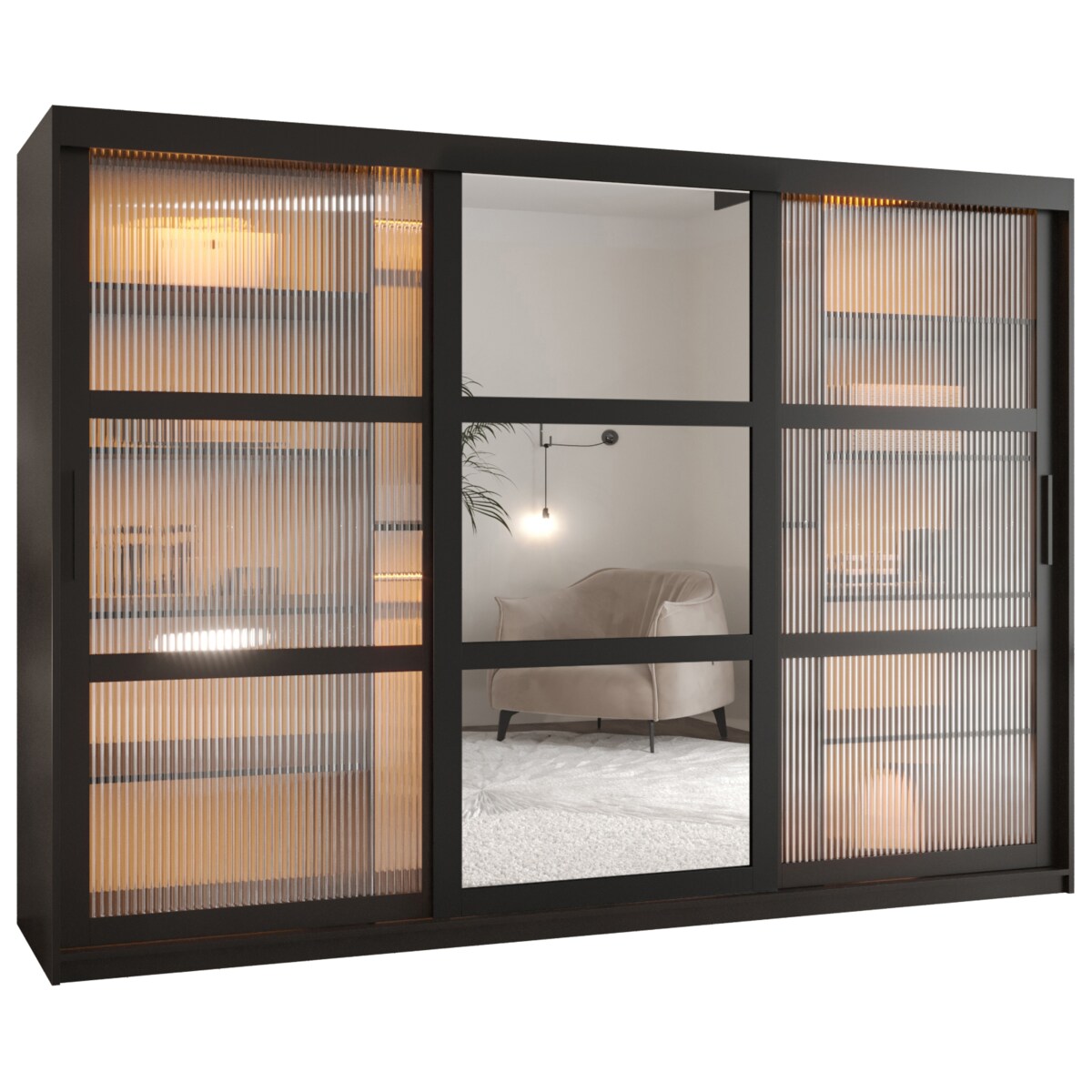 Szafa przesuwna Garderoba FLUTES 2 250 czarny