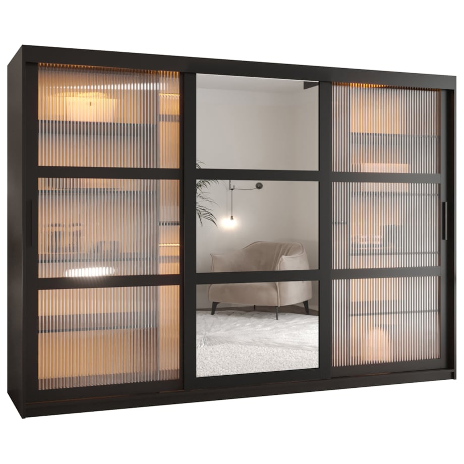 Szafa przesuwna Garderoba FLUTES 2 250 czarny