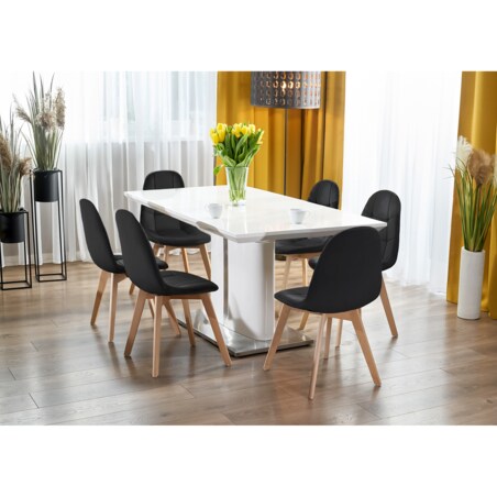 KRZESŁO skandynawskie TAPICEROWANE pikowane do kuchni salonu jadalni czarne