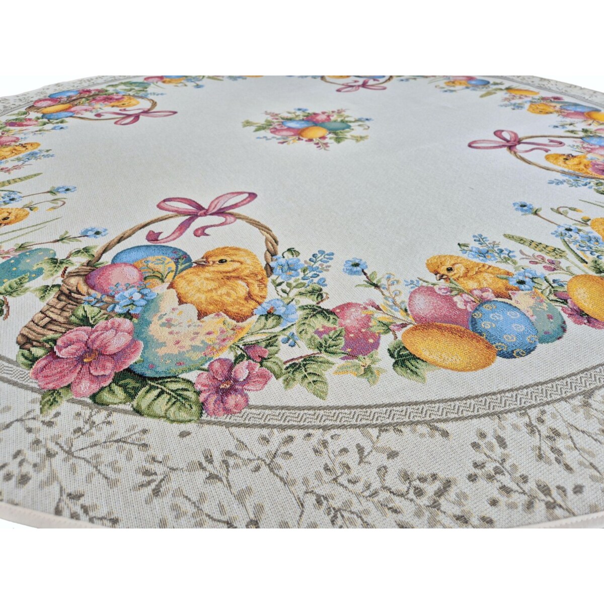 Obrus Wielkanocny 140 Cm Na Stół Ozdobny Dekoracyny Okrągły