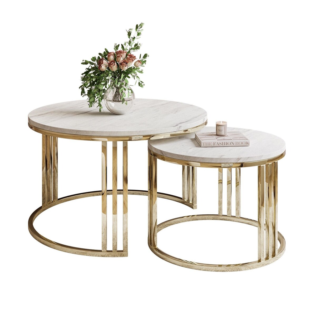 Stolik kawowy 2w1 LORI złoty chrom marmur levanto