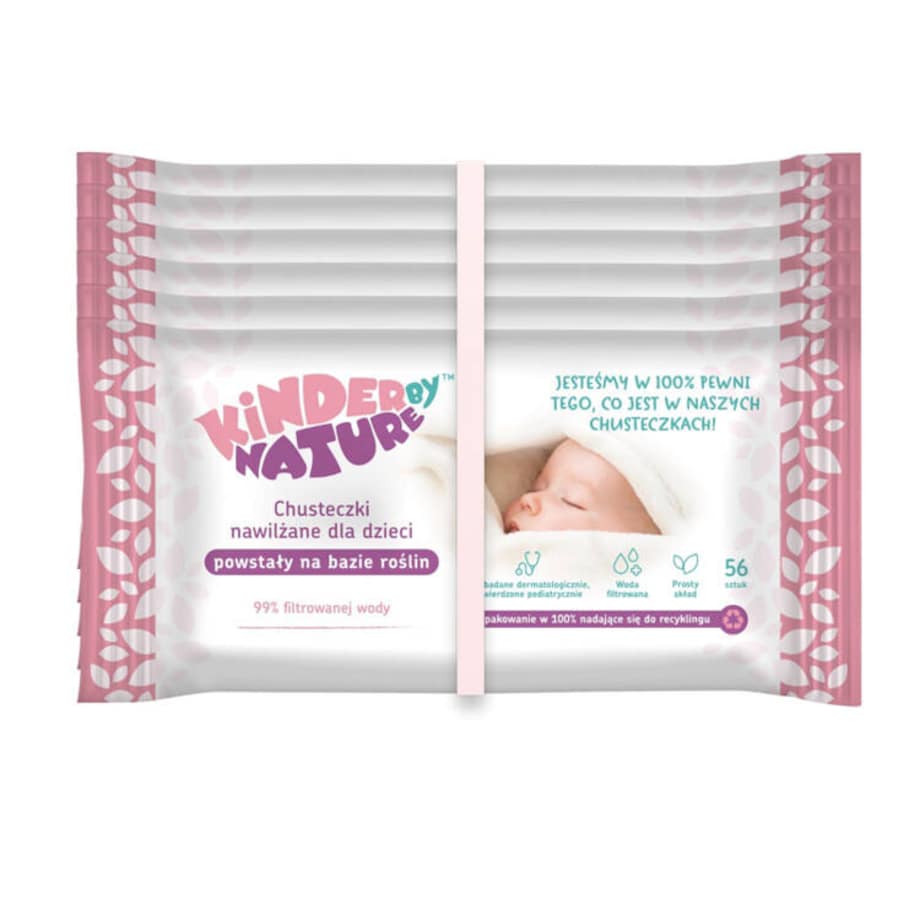 Chusteczki nawilżane dla noworodków i dzieci 6 opakowań (336 szt.) Kinder by Nature