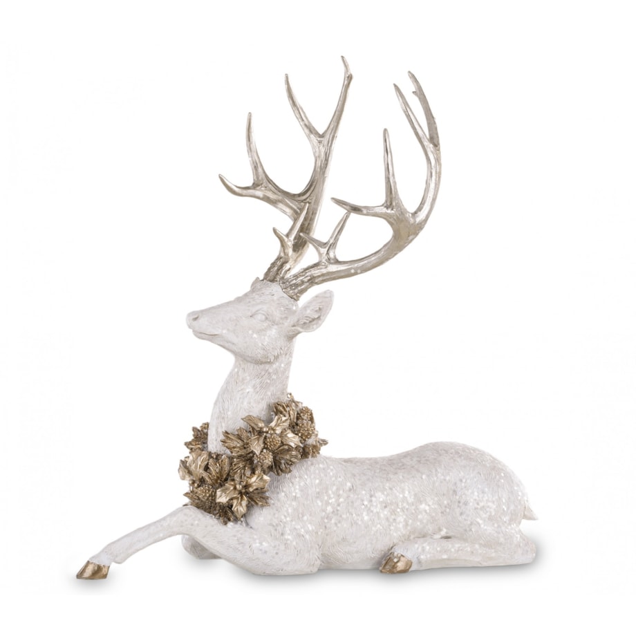 Figurka - jeleń leżący 53x50x29 cm SASEUM srebrny