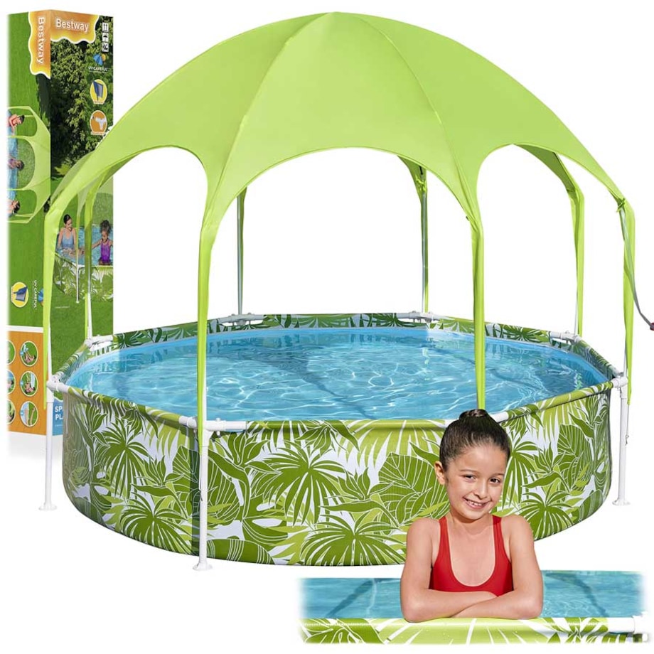 Basen ogrodowy stelażowy Bestway z daszkiem rodzinny dla dzieci 244x51 cm