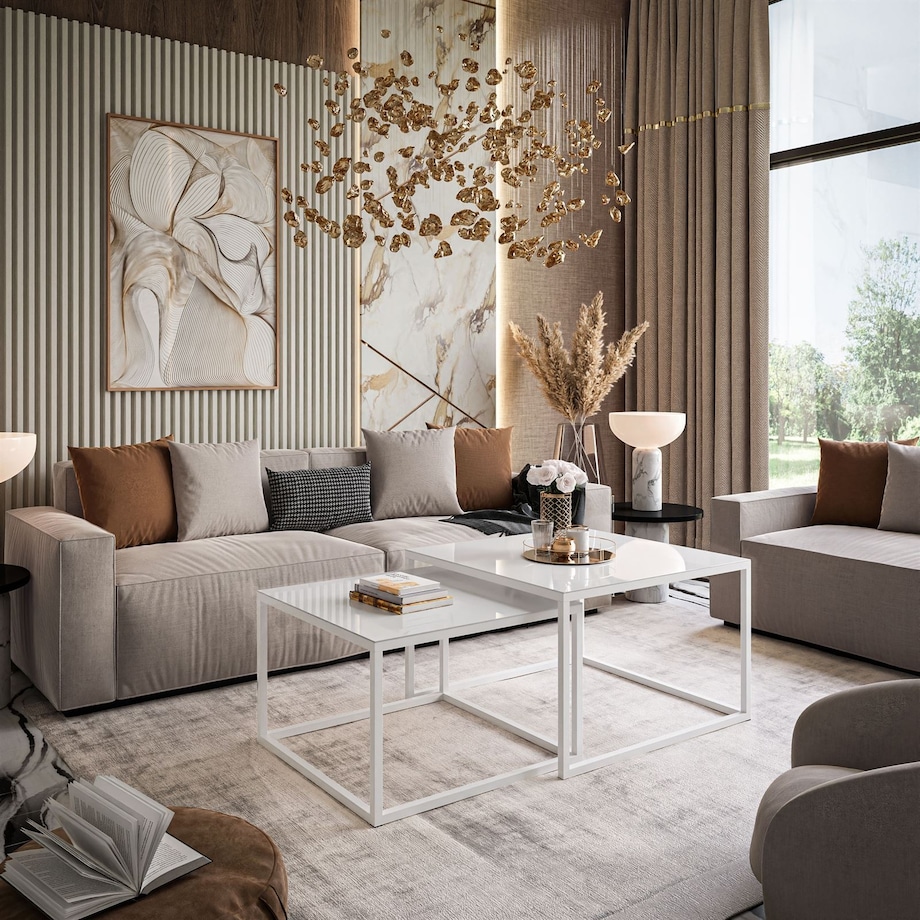 Okrągły kawowy YOSHI 2w1 białe szkło 35/41 cm