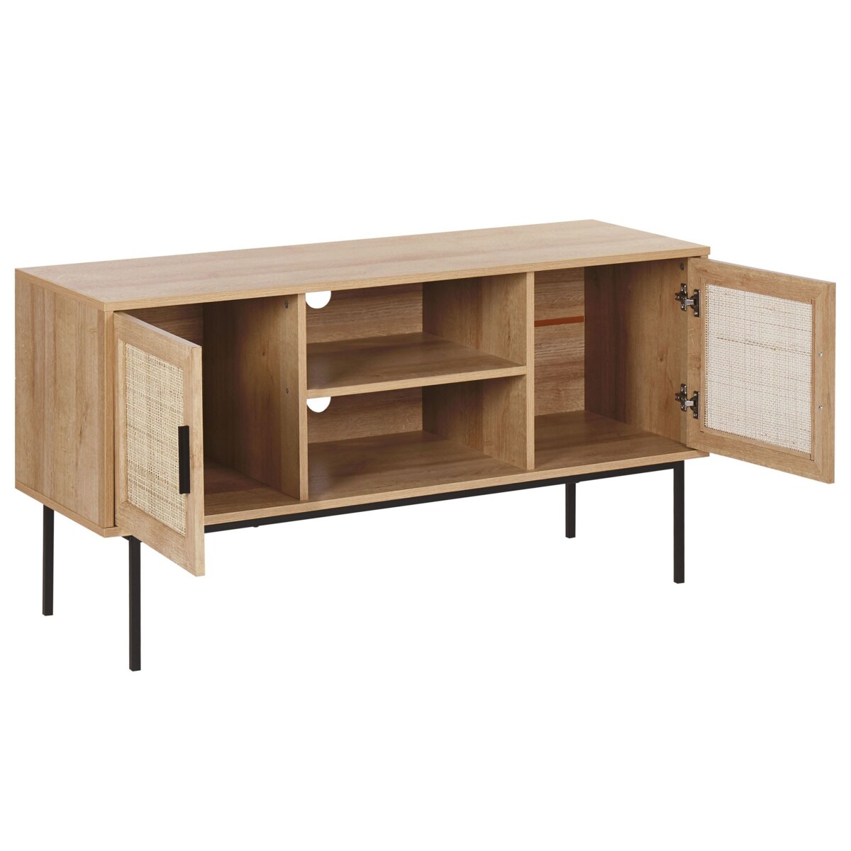 Szafka RTV z frontem rattanowym jasne drewno PASCO