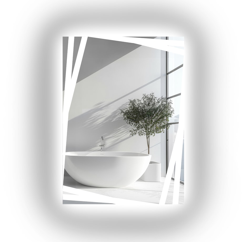 Prostokątne lustro z piaskowanym dekoracyjnym podświetleniem – CARDS LED