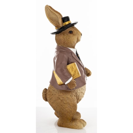 Dekoracja - królik z książką pod pachą 27x10,5x11 cm SONRA-2