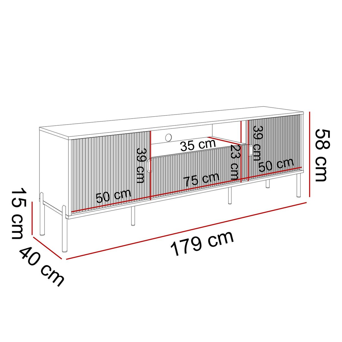 Szafka RTV DALIA 180 cm, kaszmir, nóżki czarne