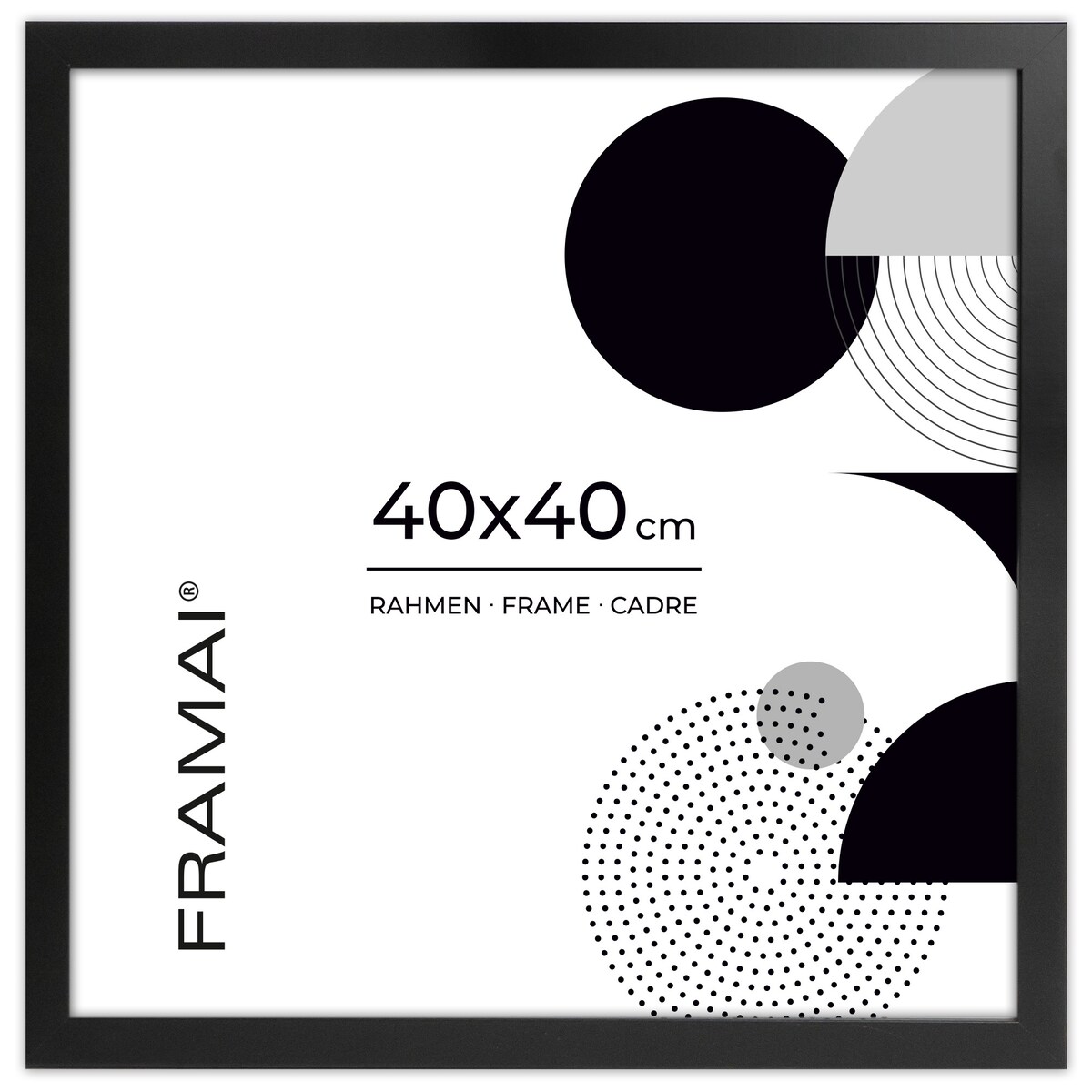 Ramka na zdjęcia 40x40 cm czarna rama MDF z plexi do powieszenia klasyczna kwadratowa ramka FRAMAI