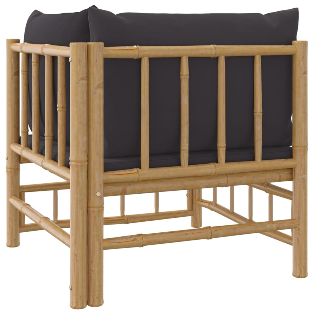 vidaXL Narożna sofa ogrodowa z ciemnoszarymi poduszkami, bambusowa