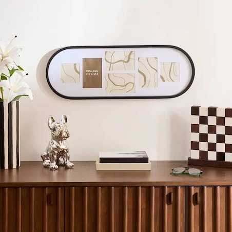 Ramka multi na 6 zdjęć, owalna, czarna, Alice, 70 cm