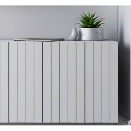 Szafka RTV Glamour Nowoczesna Komoda RTV Ryflowane Fronty Loft Biały Mat 300 cm