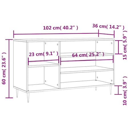 vidaXL Szafka na buty, czarna, 102x36x60 cm, materiał drewnopochodny