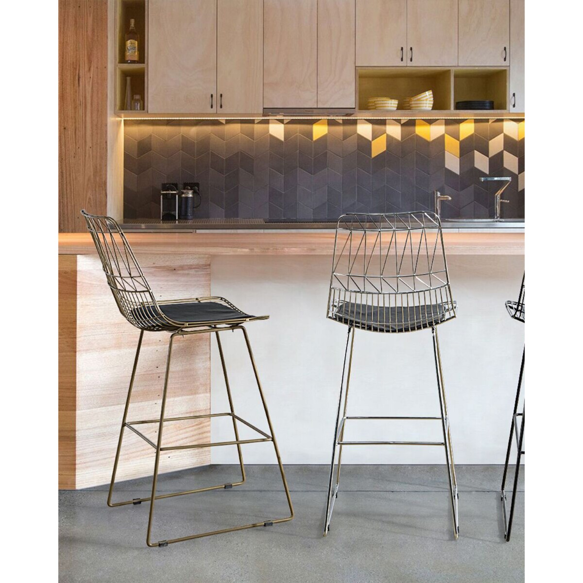 Zestaw 2 krzeseł barowych metalowy srebrny PRESTON