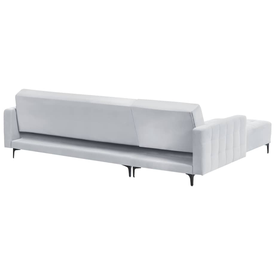 Sofa prawostronna rozkładana welurowa jasnoszara ABERDEEN