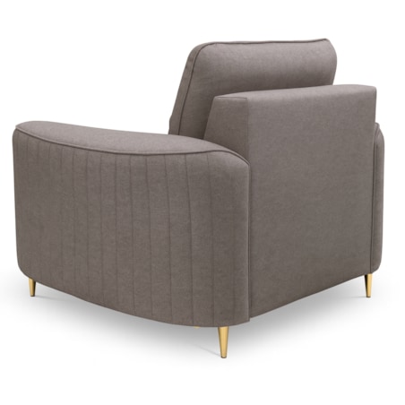 Fotel wypoczynkowy LOREN do salonu z pikowaniami na złotych nóżkach, taupe