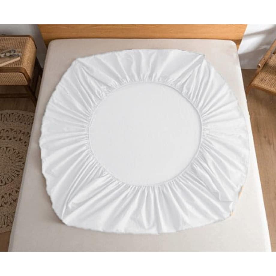Prześcieradło bawełniane 180x200 cm z tkaniny HOTELOWE NA WYSOKI MATERAC 30CM BIAŁE NA GUMCE