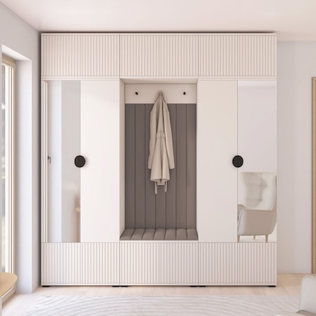 Garderoba z panelami i dużym lustrem Ritmo wersja 3 Trinity 06 frez cashmere