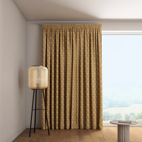 Zasłona na taśmie marszczącej 1 szt. 130x260 beżowo-zielony motyw roślinny