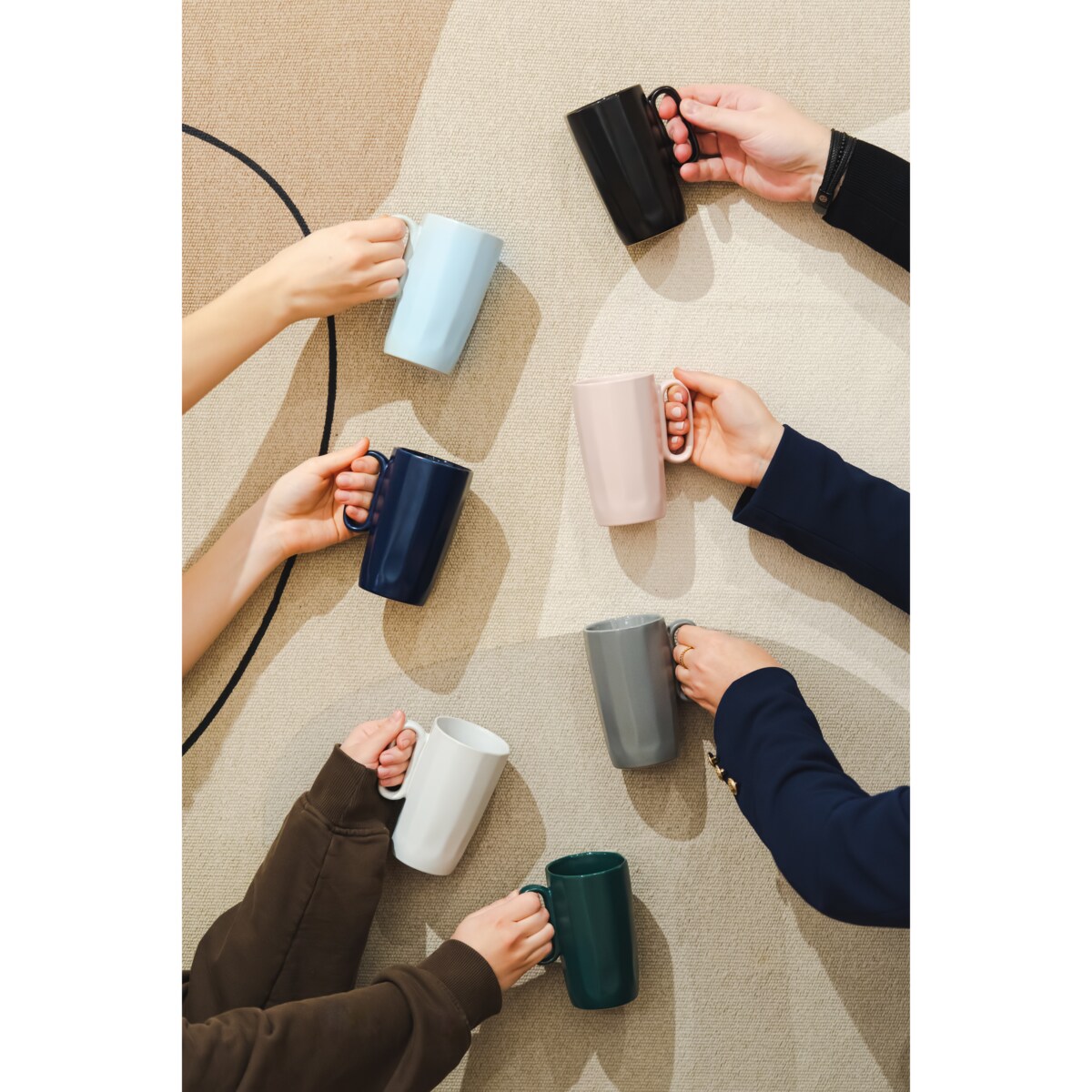 Dwa kubki ceramiczne z uszkiem 80 ml Fuori szare 29958